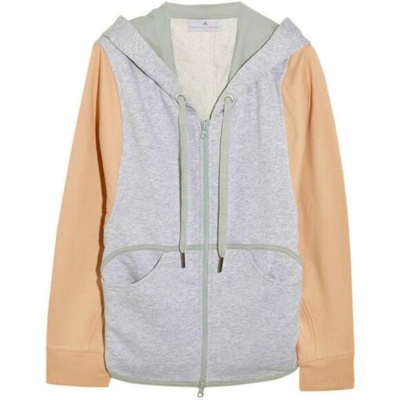 NWOT Stella McCartney x Adidas Heather Gray Peach Hoodie Zip Sweater L - Picture 1 of 16